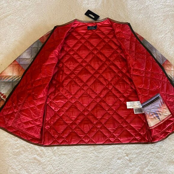 Polo Ralph Lauren Southwestern Sunset Aztec Quilted Jacket with Belt size Medium - Picture 3 of 8
